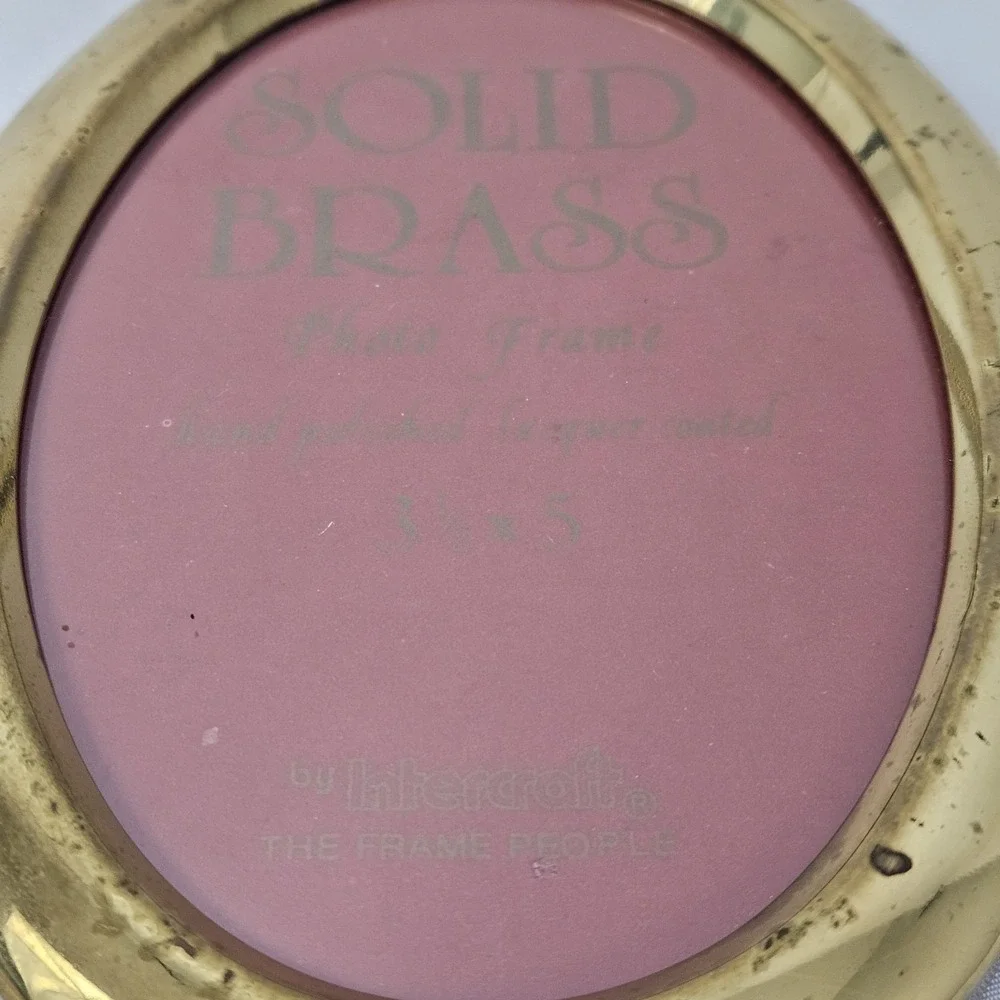 Oval Brass Picture Frame Footed w/Easel Hand Polished Lacquered
